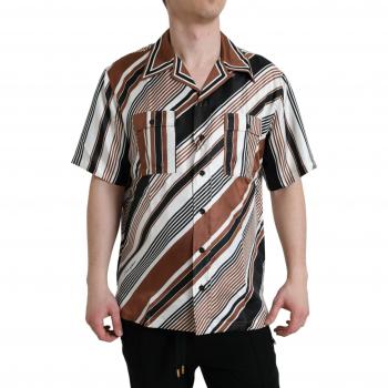 Dolce & Gabbana Multicolor Silk Striped Short Sleeve Shirt - IT37 | XS