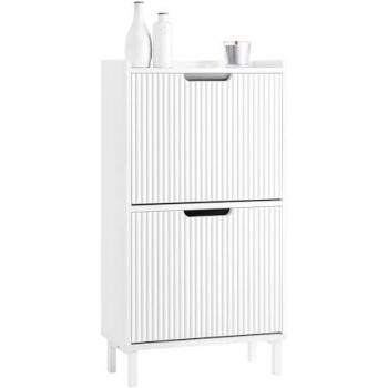 Zapatero Estrecho Blanco con 2 Solapas Organizador para Zapatos de Entrada 50 x 19 x 90cm FSR177-W