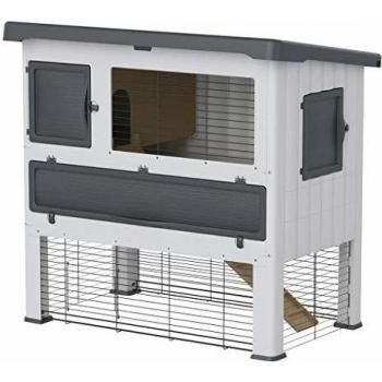 Jaula Ferplast Grand Lodge 120, tipo conejera, color gris, fabricada en plástico, dimensiones adecuadas para conejos y otros pequeños animales