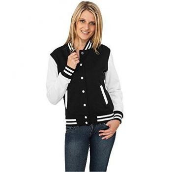 Urban Classics Women's Black/White 2-Tone College Varsity Jacket