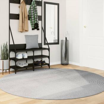 Alfombra de pelo corto look escandinavo IZA Ø 200 cm Color Antracita, Crema, Gris - Alfombra de Área para Sala de Estar, Dormitorio, Habitación y Salón