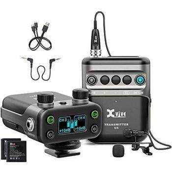 Xvive U5 Wireless Lavalier Microphone System - 2 Transmitters, 1 Receiver, Omni-directional Microphones