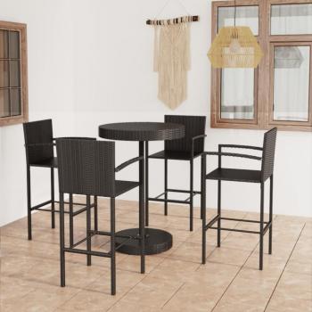 vidaXL 5 Piece Garden Bar Set Poly Rattan Black