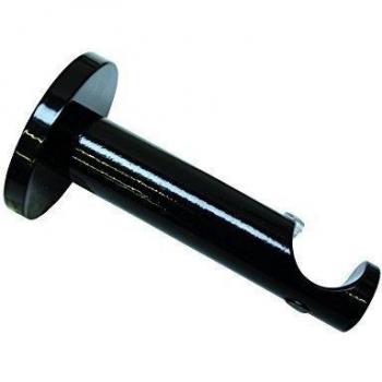 GARDINIA Placa de montaje metálica abierta con 1 riel, soporte para barra de cortina, todas las fijaciones incluidas, serie Chicago, 20 mm de diámetro, negro