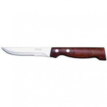 Arcos Serie Cuchillos de Mesa, Cuchillo Chuletero, Hoja Serrada de Acero Inoxidable Nitrum de 110 mm, Mango Madera Comprimida Color Marrón