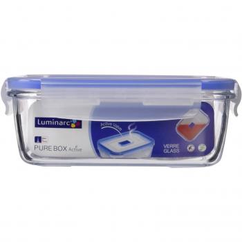 Luminarc Pure Box Active - Taper Rectangular de Vidrio Hermetico, 0.82 L, Dimensiones 16 x 11 x 6 cm
