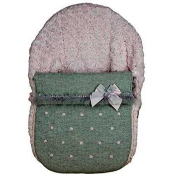 Saco de capazo Grupo 0 Rosy, Fabricado en Paño y Pelo Corto Gris Rosa