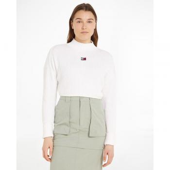 Tommy Jeans - Jersey de mujer con cuello perkins y fit cropped