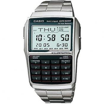 Casio DBC-32D-1A Digital Data Bank Watch with Calculator, Metallic Resin Strap, Unisex