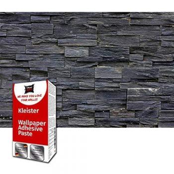 GREAT ART Foto Mural de Pared de Piedras Negra Caliza Muro 3D Impresion Real 210 x 140 cm - Papel Pintado 5 Piezas incluye Pasta para pegar