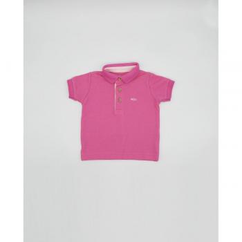 Polo de niño en algodón de manga corta color rosa fresa