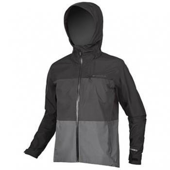 Chaqueta Impermeable Endura Singletrack II con Capucha para Hombre, Color Negro, Talla M, Cortavientos y Diseño Mate con Detalles en Gris