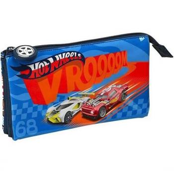 Estuche Escolar Triple Hot Wheels Challenge con Cremalleras y Asa Lateral - Safta 812238744