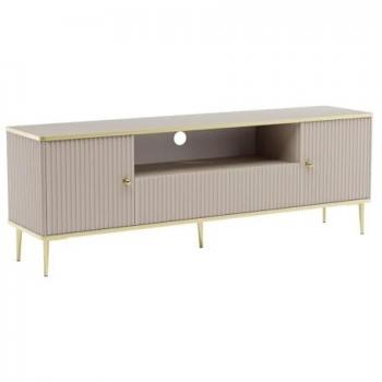 Mueble de TV con 2 puertas, 1 cajón y 1 estante de MDF y acero - Beige y dorado - SINEAD de Pascal MORABITO