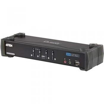 ATEN CS1784A 4 Port USB DVI Dual Link KVMP Desktop Switch with 4xDVI-D KVM Cable Sets - Black
