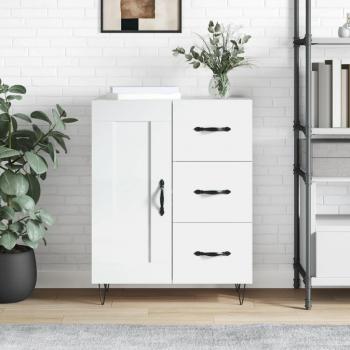 Aparador de madera multicapa blanco pulido 69,5x34x90 cm