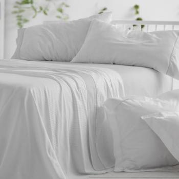 Juego de sábanas diseño 297 Burrito Blanco, 50% algodón - 50% poliéster, cama de 90 cm, color gris claro, fácil planchado