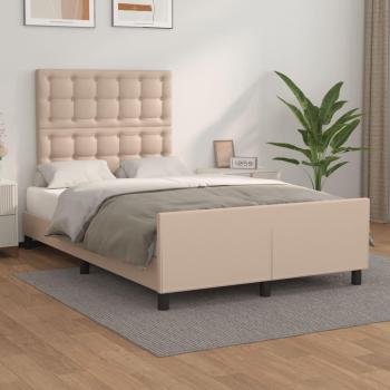 Estructura de Cama con Cabecero en Cuero Sintético Capuchino 120x190 cm