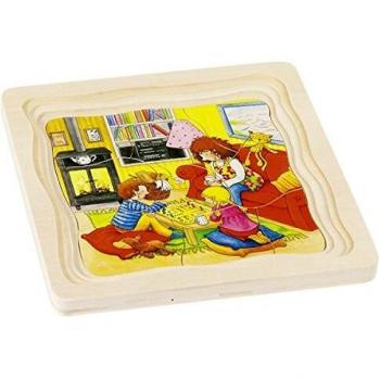 GOKI- Puzzles de maderaPuzzles de maderaGOKIPuzzle de Capas, Mi día, Multicolor