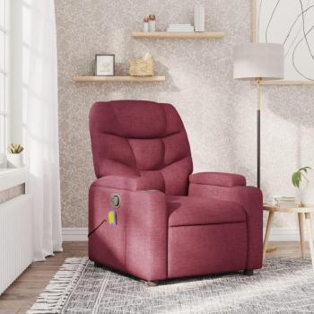 Sillón de masaje reclinable de tela color vino tinto vidaXL