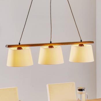 Lamkur Lámpara colgante de techo Aida Sweden, 3 luces, pantalla de tela, roble rústico, tipo E27