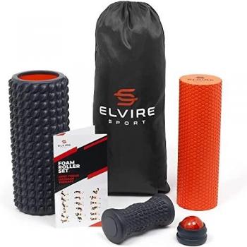 ELVIRE Sport Rodillo de Masaje Muscular | Rodillo de Espuma Suave, Bola de Masaje, Rodillo de Pies | Alivia el Dolor de Espalda, Piernas y Fascitis Plantar | Yoga, Pilates