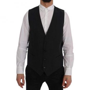 Dolce & Gabbana Gray STAFF Cotton Striped Vest - IT52 | XL