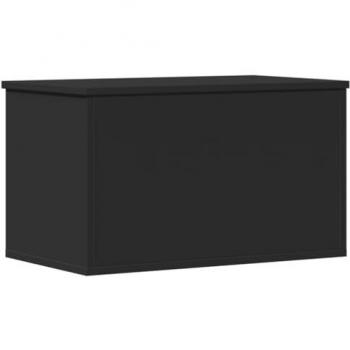 Caja de almacenaje de madera de ingeniería negra 60x35x35 cm, cofre de almacenamiento, baúl de juguetes, caja de mantas