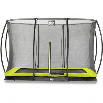 Cama elástica Silhouette rectangular de suelo 244 x 366 cm con red de seguridad - verde