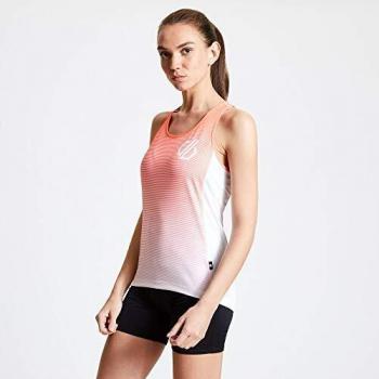 Dare2b Explicate-Maillot Sin Mangas Tejido Ligero De Secado Rápido, con Detalles Reflectantes Y Diseño con Espalda Nadadora T-Shirts/Polos/Vests, Mujer, Fiery Coral/Fiery Coral, 20