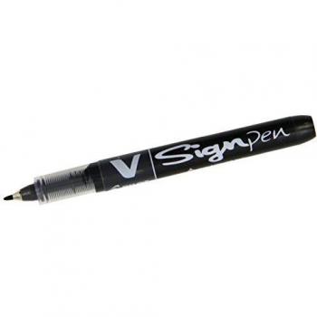 Pilot - Lote de 12 bolígrafos de fieltro V Sign Pen punta media, 0,6 mm, color negro
