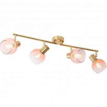 Foco inteligente dorado con cristal rosa y 4 bombillas Wifi P45 - VIDRO