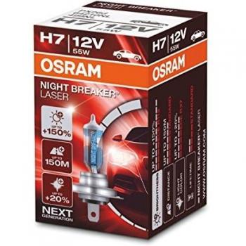 OSRAM NIGHT BREAKER LASER H7, +150% más de luz, lámpara halógena para faros, 64210NL, coche de 12 V, caja plegable