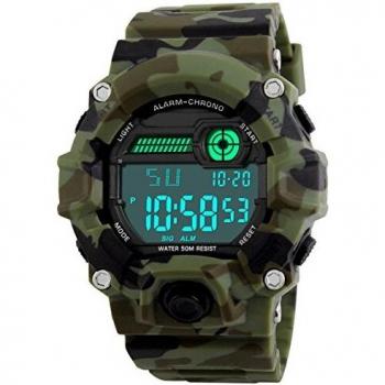 Niños de los Relojes Digitales, niños Deporte Militar Relojes con Alarma/Temporizador/Resistente a Golpes,Niños 5 Bares Resistente al Agua Camuflaje electrónica Relojes de Pulsera para niños Hombre