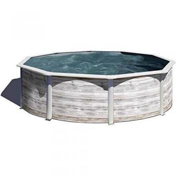 Gre KIT300N – Piscina Desmontable con decoración nórdica, 300 x 120 cm, filtración 4 m3/h, con Postes Laterales, Gris