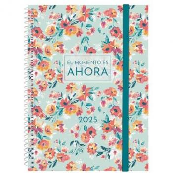Agenda Finocam Design Collection A5 15,5 x 21,2 cm 2025 Floral, Espiral, semana vista horizontal, multicolor, multilingüe