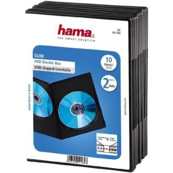 Hama DVD Slim Double-Box 10, Negro - Paquete de 10 unidades