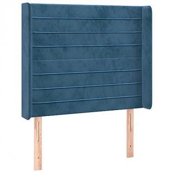 Cabecero con orejas de terciopelo azul oscuro 83x16x118/128 cm