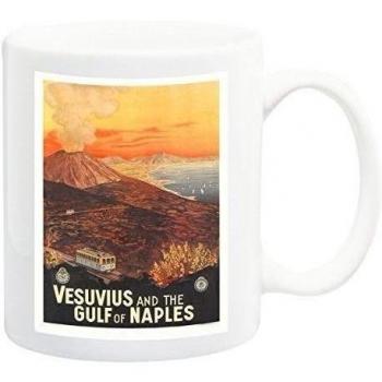 Vesuvius Golfo De Naples Italia Cartel De Viaje Taza - 11 Onzas Líquidas
