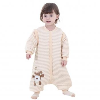 Ruiying Ropa de Dormir Bebés Unisex de Algodón Orgánico, de Piernas Separadas Romper de Rayas con Patrón de mono ,Sacos de dormir para la Primavera, Otoño e Invierno