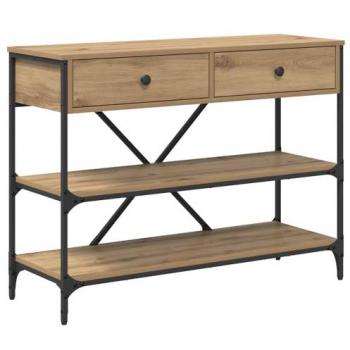 Mesa Consola con Cajón y Estante Roble Artesanal Madera de Ingeniería 100x34.5x75 cm