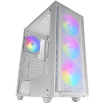 Caja Gaming ATX Mars Gaming MC-AIR, 4 Ventiladores FRGB 120mm, Panel Frontal Mesh, Cristal Templado Blanco