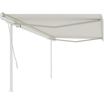 Toldo retráctil manual Day and Night con postes crema 5x3.5 m