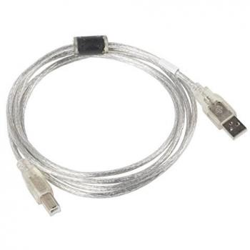 LANBERG CABLE USB-A MACHO A USB-B MACHO CA-USBA-12CC-0018-TR,FERRITA,TRANSPARENTE,1.8 METROS