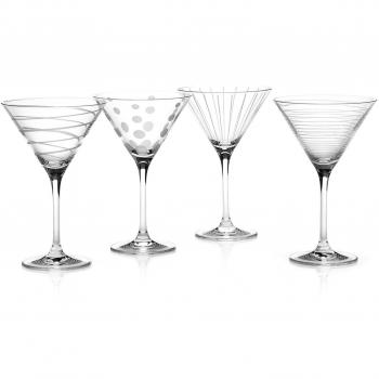 Mikasa 5159319 Cheers Martini Glasses, 290 ml, Set of 4, Silver
