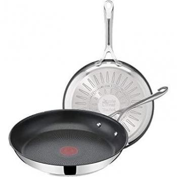 Tefal Jamie Oliver - Juego de 2 Sartenes: 2 Sartenes de 24 y 28 cm de acero inoxidable, sartenes antiadherentes, reforzadas con Titanio, Thermo-Signal, forma profunda, todo tipo de cocinas, libre PFOA