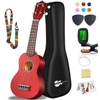 Ukelele Soprano, Principiantes Ukulele Kit 21 Pulgadas, Hawaiano Uqueleles con Bolsa, Afinador, Correa, Todo en un solo juego