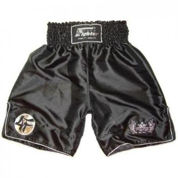 4Fighter Pantalones K1 negro con un ligero borde blanco y logos moderno, Talla:M