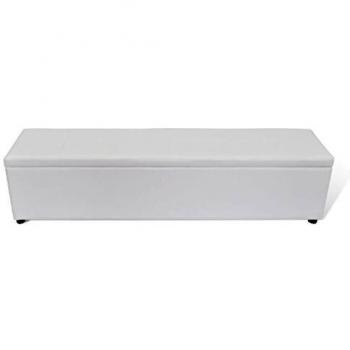 vidaXL Banco Grande de Almacenamiento Blanco Baúl Cofre Asiento de Almacenaje