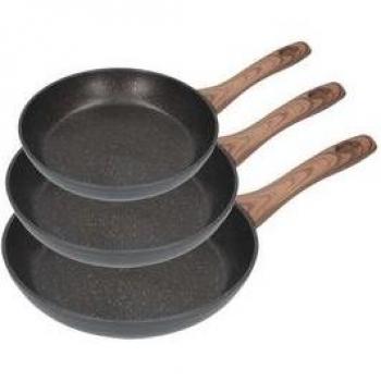 Set de 3 sartenes Serie Eneas EDM con revestimiento de mármol negro de Ø20/Ø24/Ø28 cm